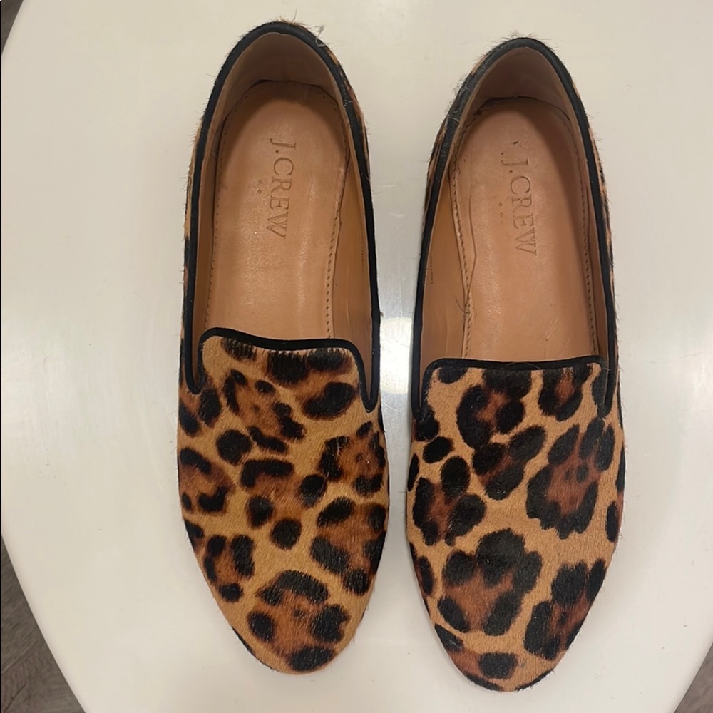 J. Crew Animal Print Flats in Brown and Black